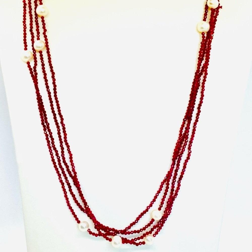 Red Garnet Beaded Necklace!